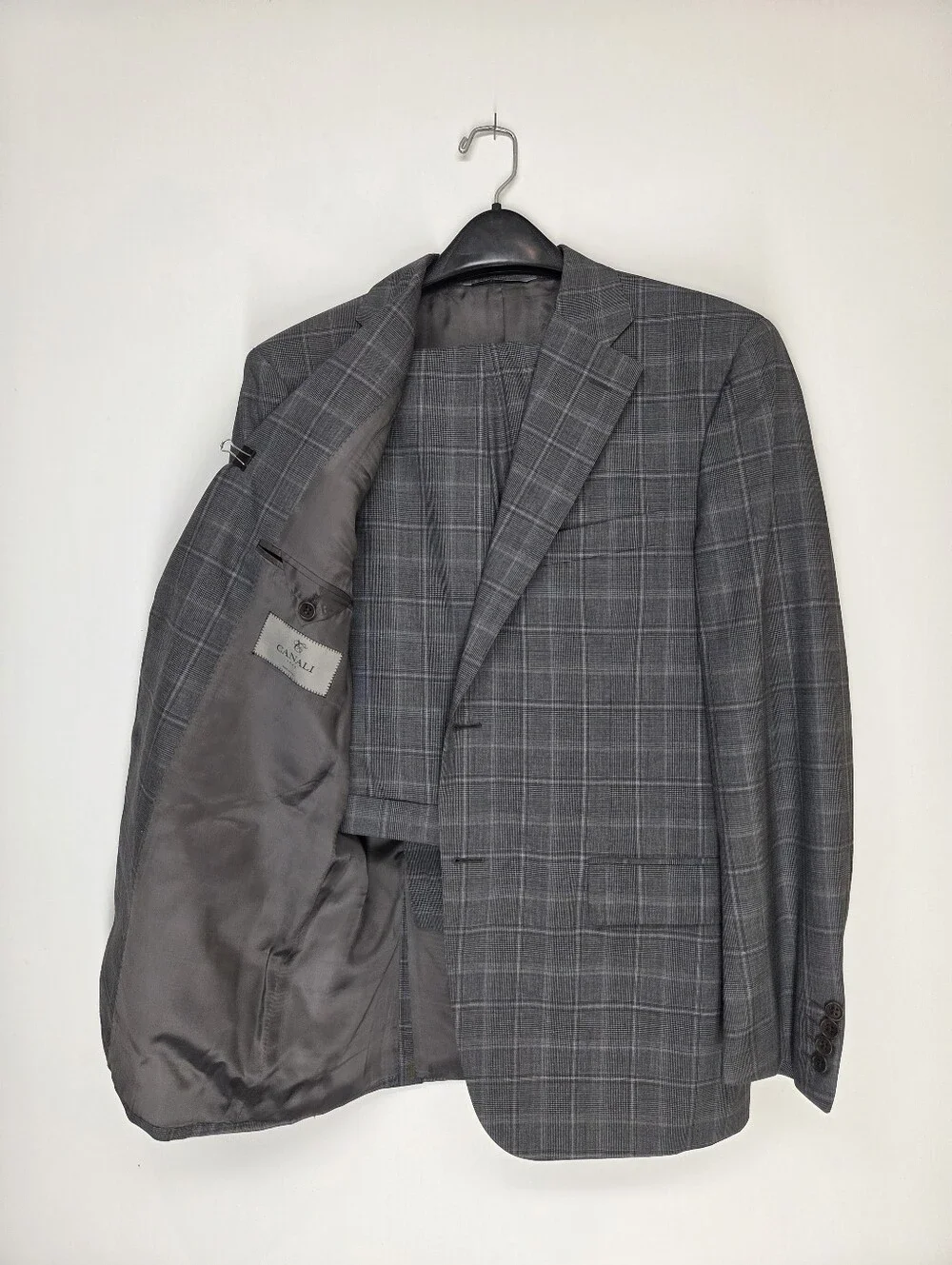 Canali 1934 Gray Glen Plaid 2-Piece Suit 42R(EU 56R) 36W Made in Italy 100% Wool